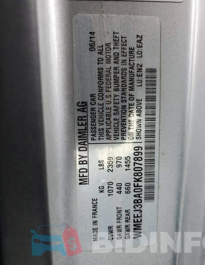 WMEEJ3BA0FK807899 Photo# 13