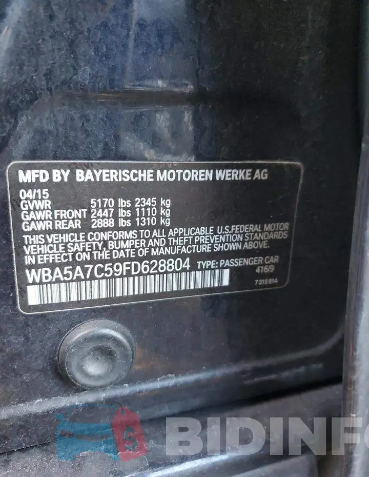 WBA5A7C59FD628804 Photo# 12