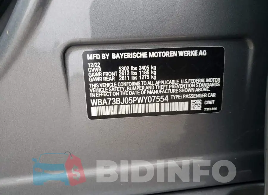 WBA73BJ05PWY07554 Photo# 12