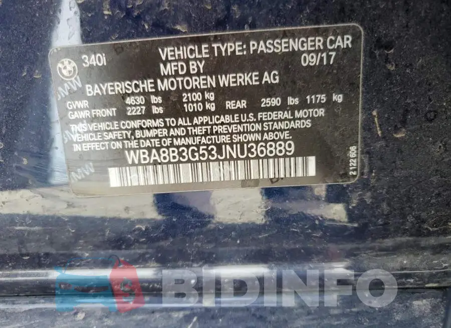 WBA8B3G53JNU36889 Photo# 13