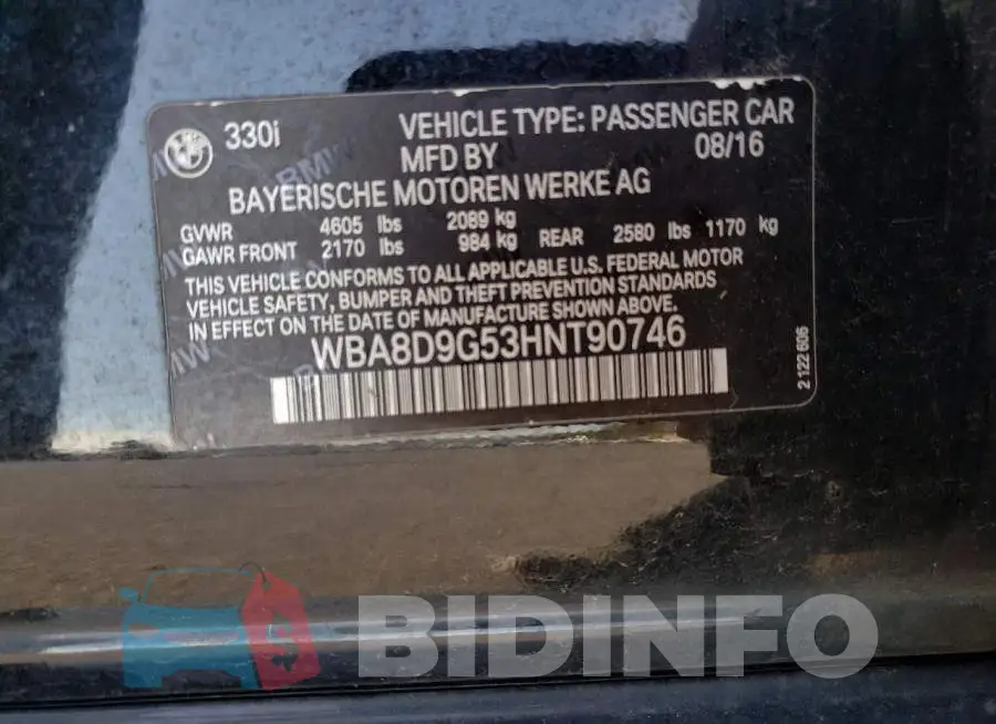 WBA8D9G53HNT90746 Photo# 12
