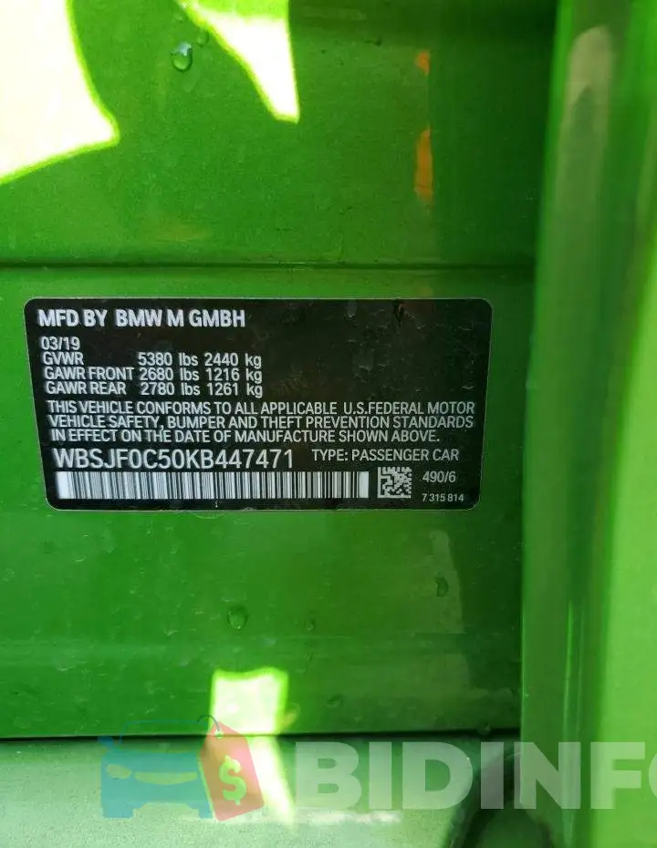 WBSJF0C50KB447471 Photo# 13
