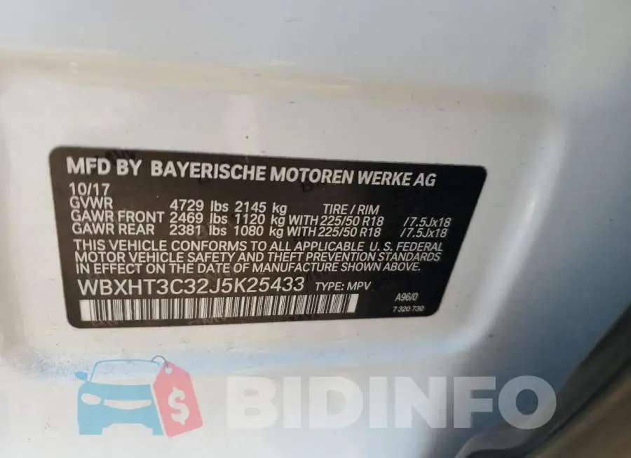 WBXHT3C32J5K25433 Photo# 13