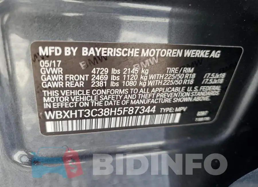 WBXHT3C38H5F87344 Photo# 12
