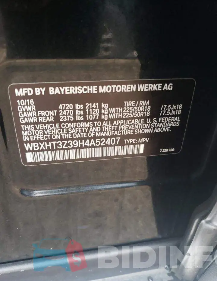 WBXHT3Z39H4A52407 Photo# 12