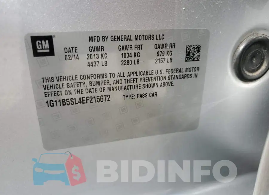 1G11B5SL4EF215672 Photo# 12