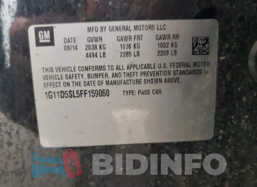 1G11D5SL5FF159060 Photo# 13