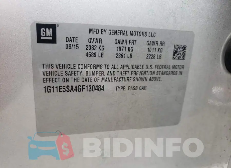 1G11E5SA4GF130484 Photo# 13