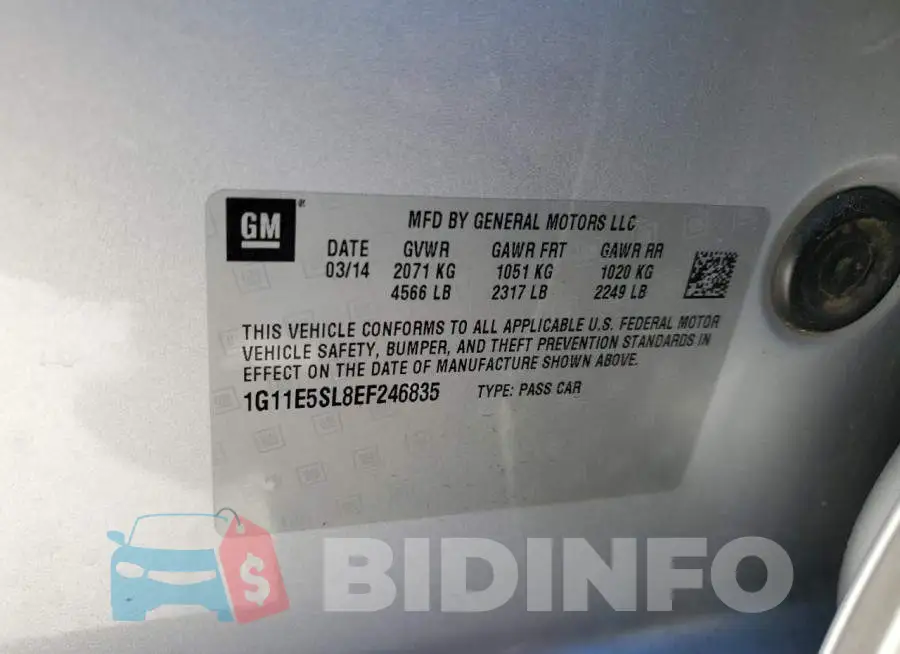 1G11E5SL8EF246835 Photo# 12
