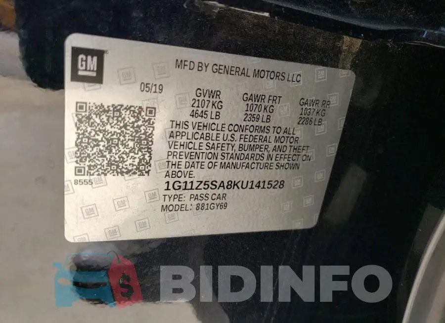 1G11Z5SA8KU141528 Photo# 12