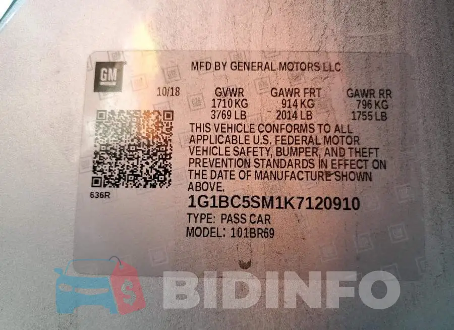 1G1BC5SM1K7120910 Photo# 12