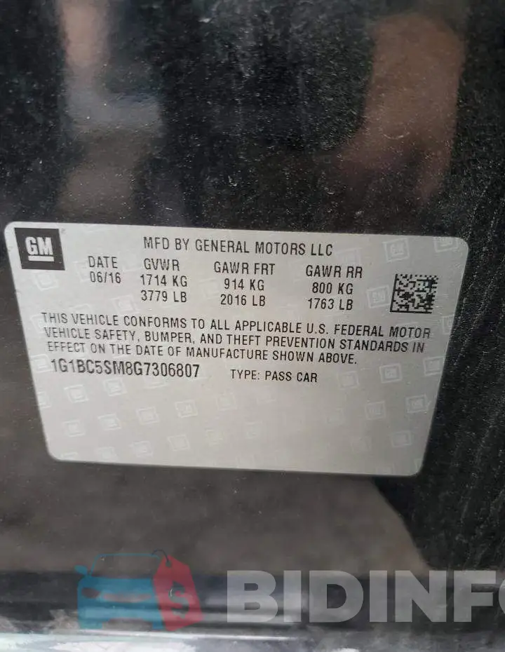 1G1BC5SM8G7306807 Photo# 12