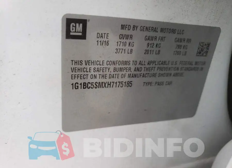 1G1BC5SMXH7175185 Photo# 12