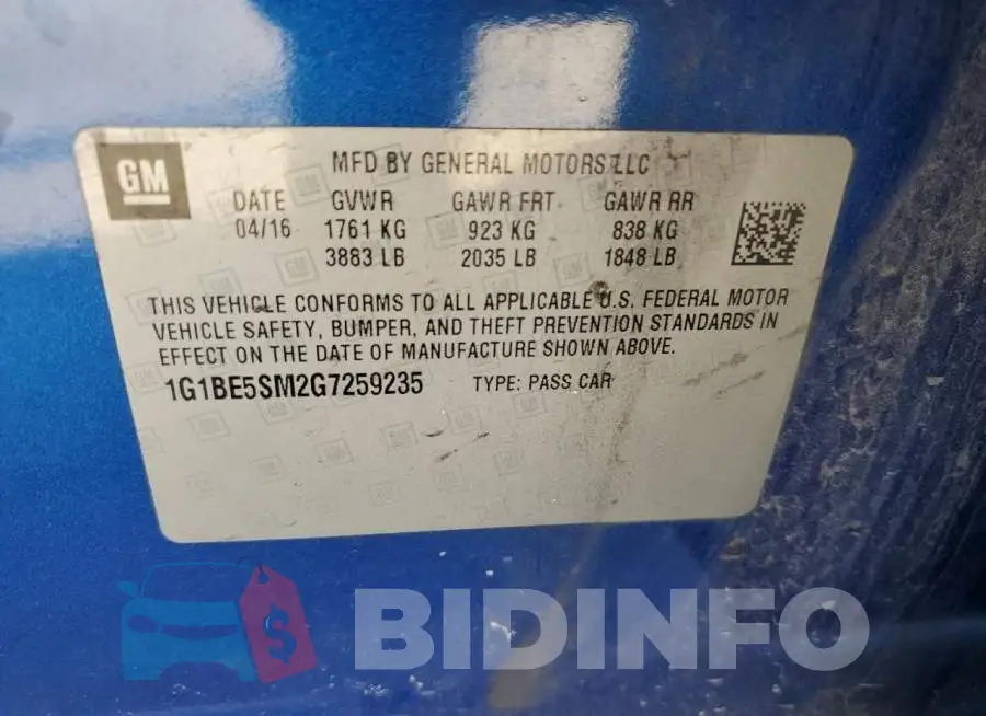 1G1BE5SM2G7259235 Photo# 12