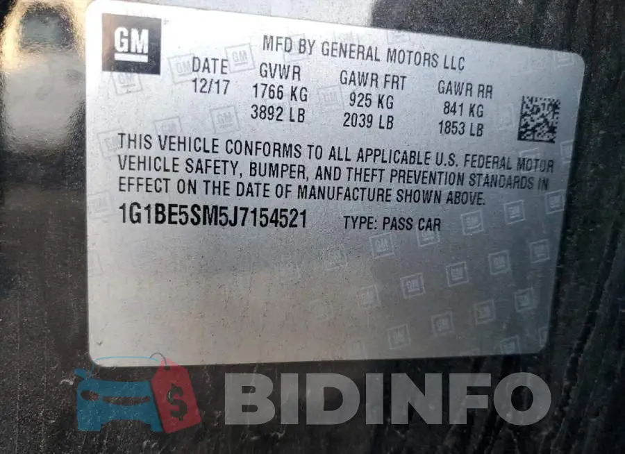 1G1BE5SM5J7154521 Photo# 12