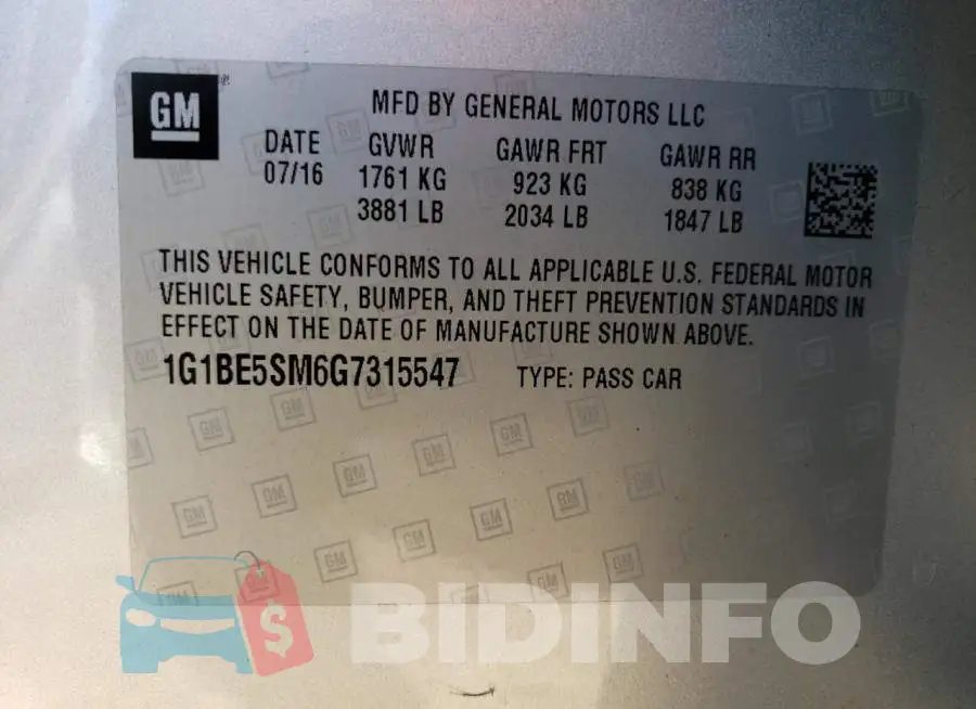 1G1BE5SM6G7315547 Photo# 12