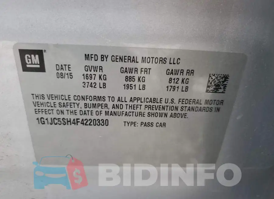 1G1JC5SH4F4220330 Photo# 12