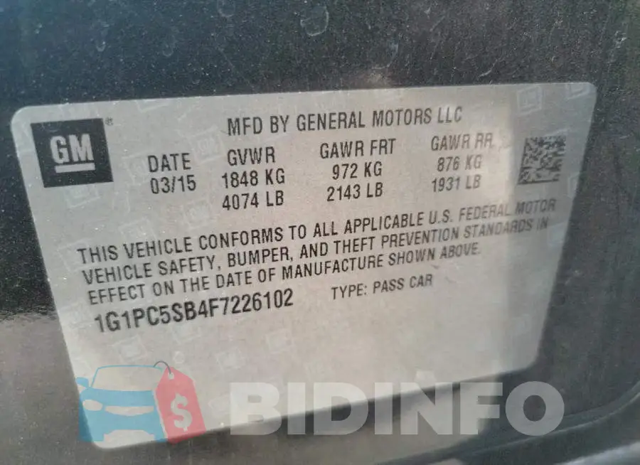 1G1PC5SB4F7226102 Photo# 12