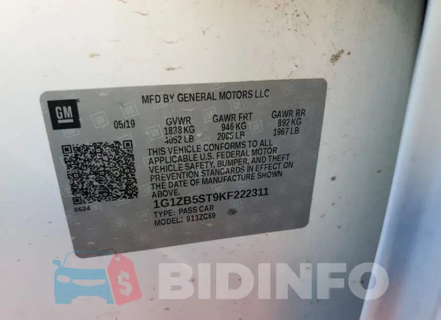 1G1ZB5ST9KF222311 Photo# 12