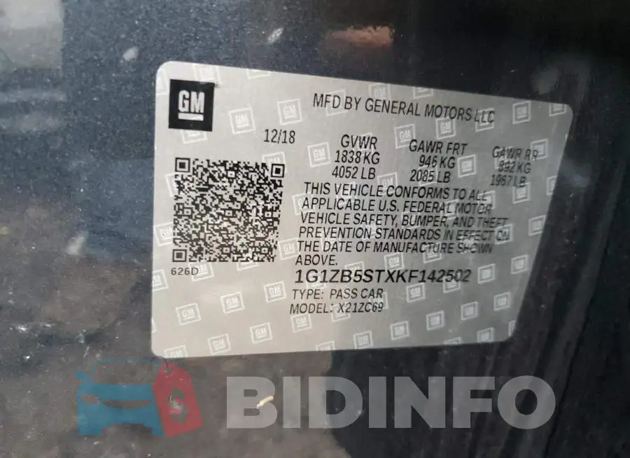 1G1ZB5STXKF142502 Photo# 13