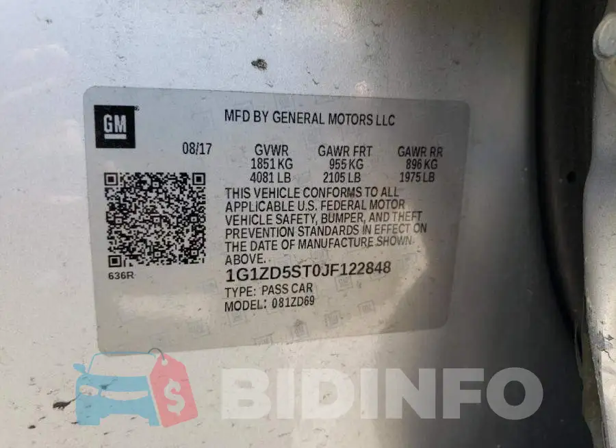 1G1ZD5ST0JF122848 Photo# 12