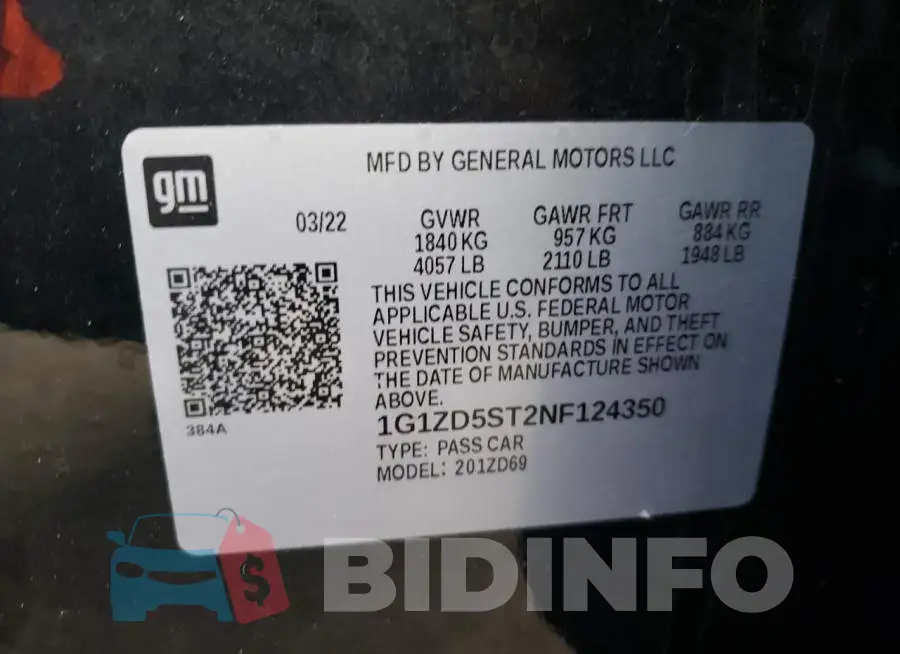 1G1ZD5ST2NF124350 Photo# 13