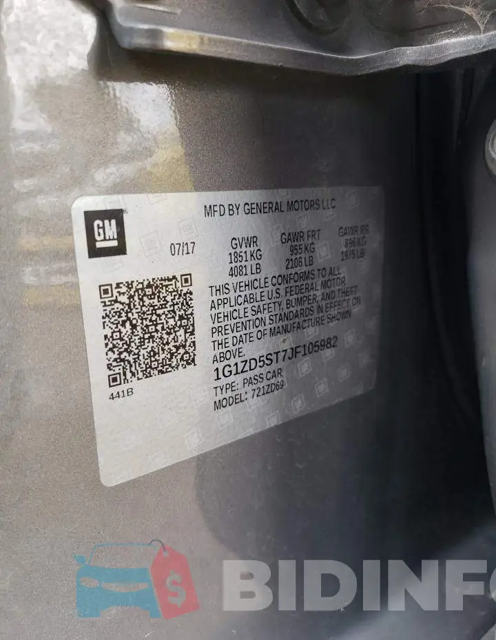 1G1ZD5ST7JF105982 Photo# 12