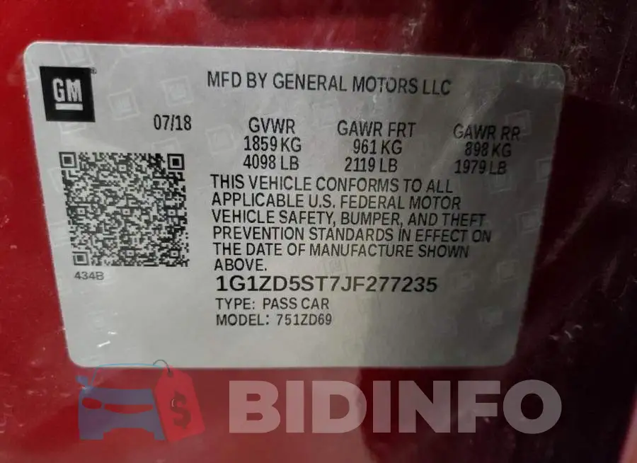 1G1ZD5ST7JF277235 Photo# 12