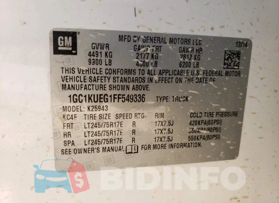 1GC1KUEG1FF549336 Photo# 13