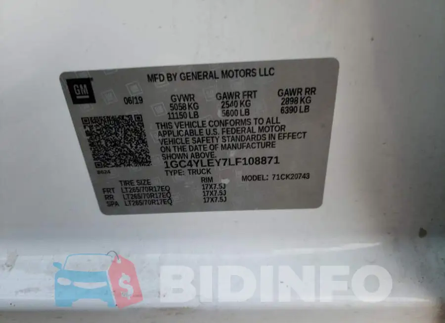 1GC4YLEY7LF108871 Photo# 12