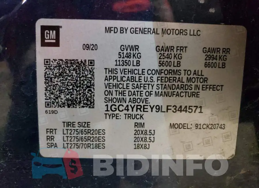 1GC4YREY9LF344571 Photo# 12