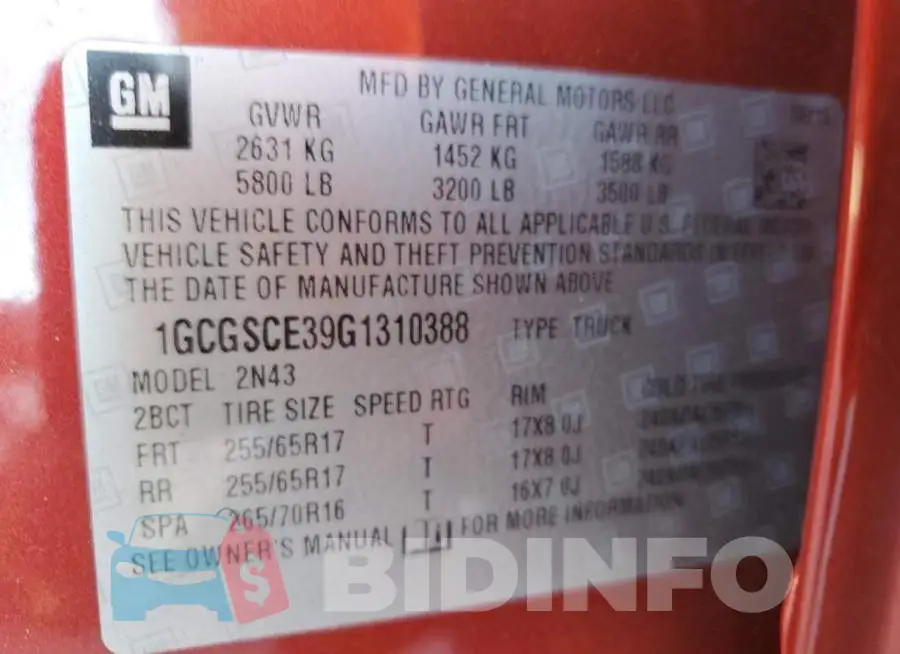 1GCGSCE39G1310388 Photo# 13