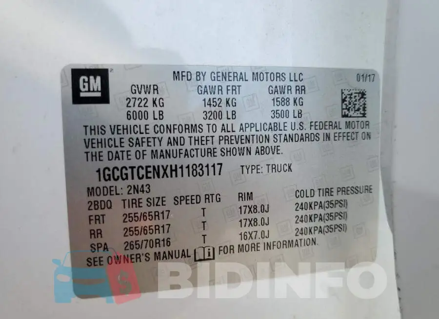 1GCGTCENXH1183117 Photo# 13