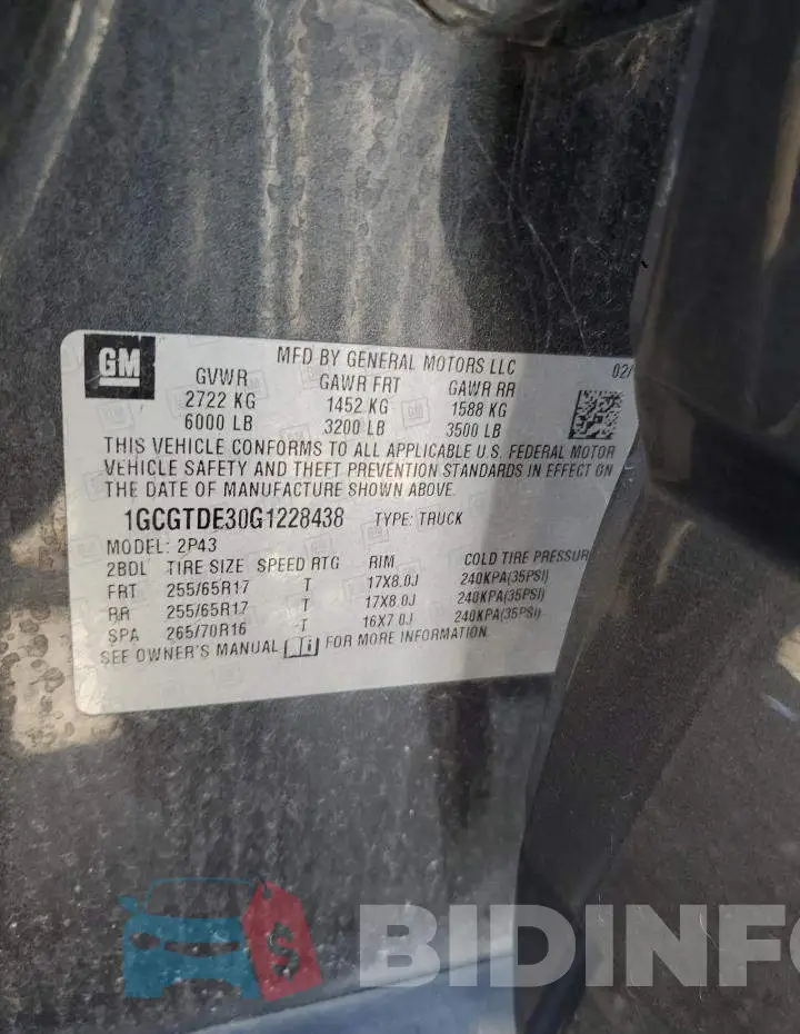 1GCGTDE30G1228438 Photo# 12