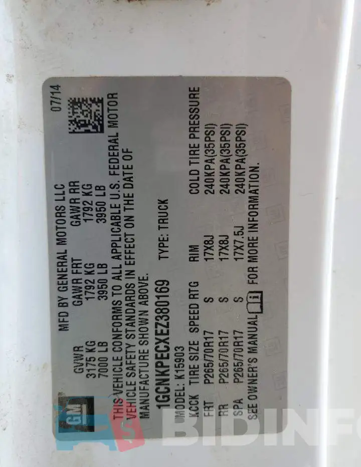 1GCNKPECXEZ380169 Photo# 12