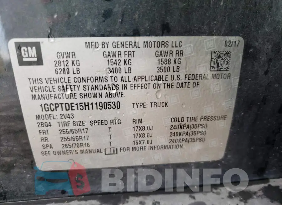 1GCPTDE15H1190530 Photo# 13
