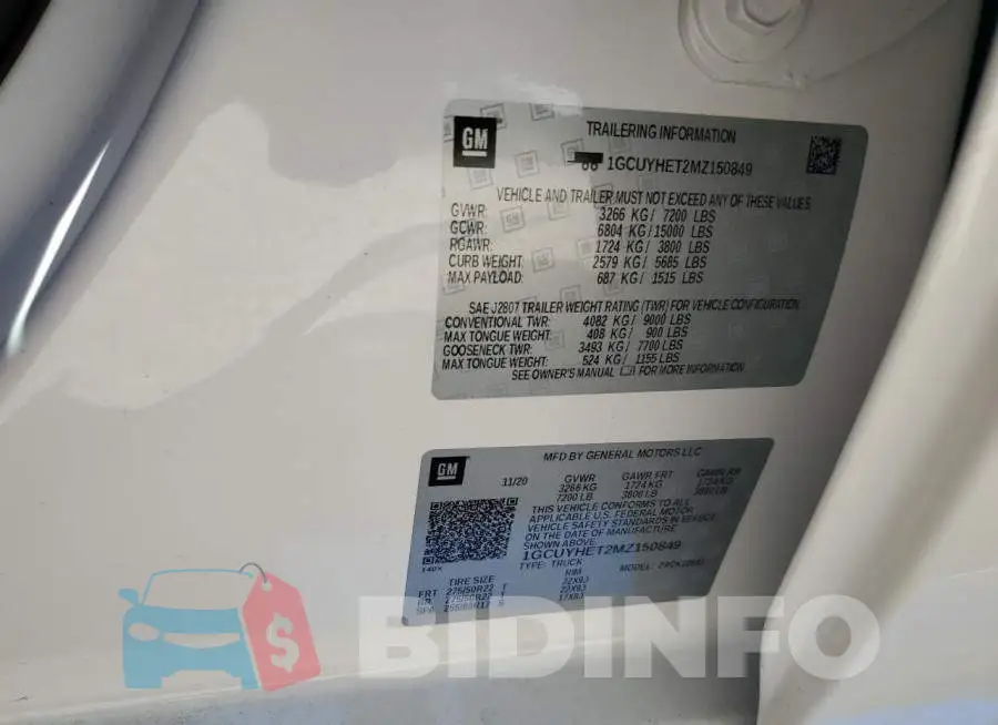1GCUYHET2MZ150849 Photo# 13