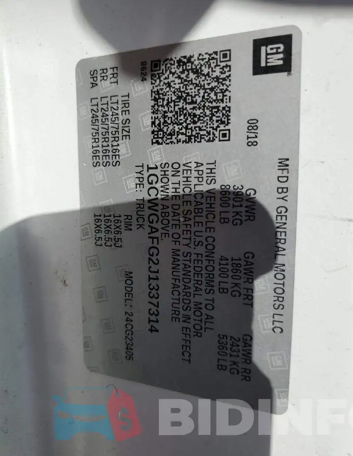 1GCWGAFG2J1337314 Photo# 13