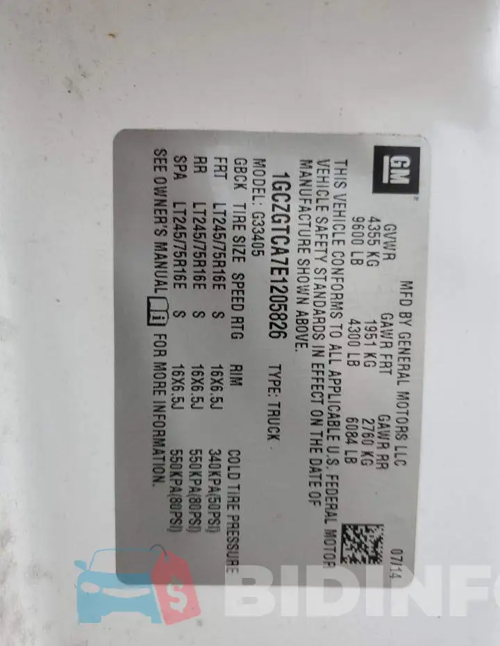 1GCZGTCA7E1205826 Photo# 12