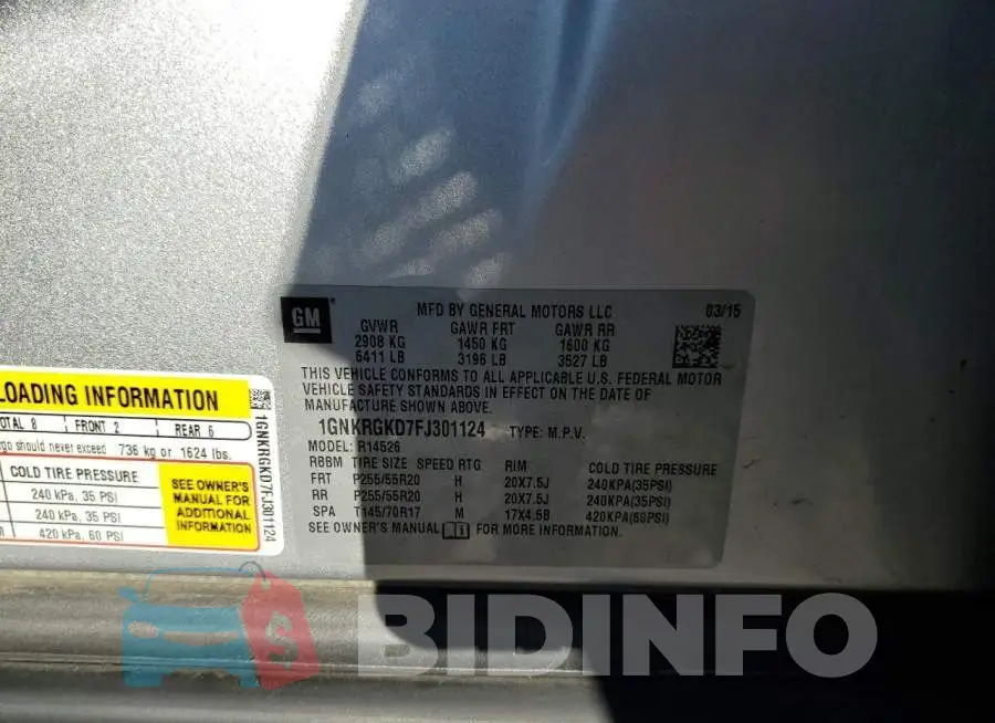1GNKRGKD7FJ301124 Photo# 13