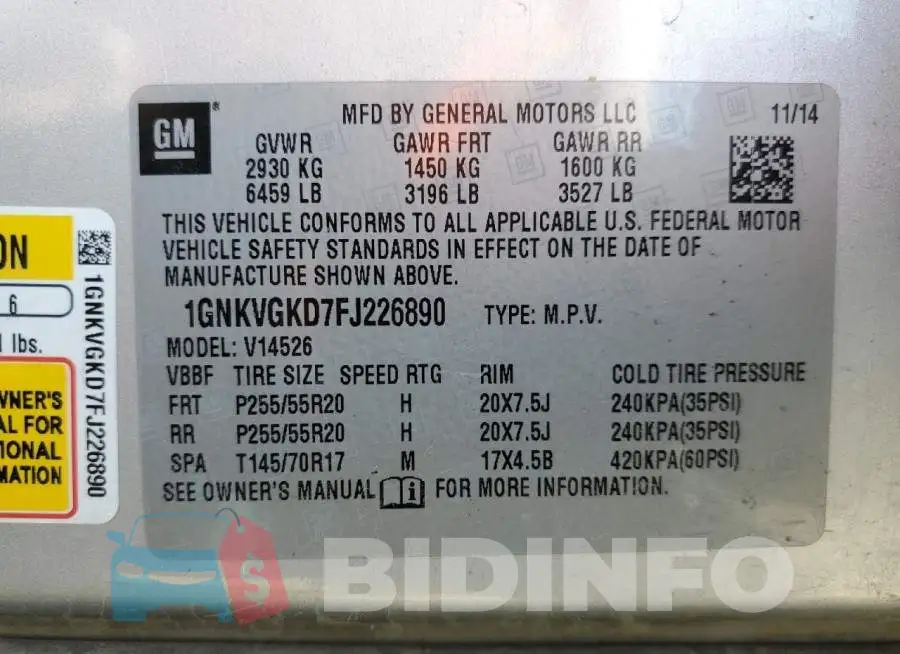1GNKVGKD7FJ226890 Photo# 13