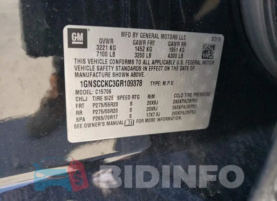 1GNSCCKC3GR109378 Photo# 13