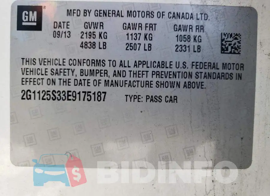 2G1125S33E9175187 Photo# 13