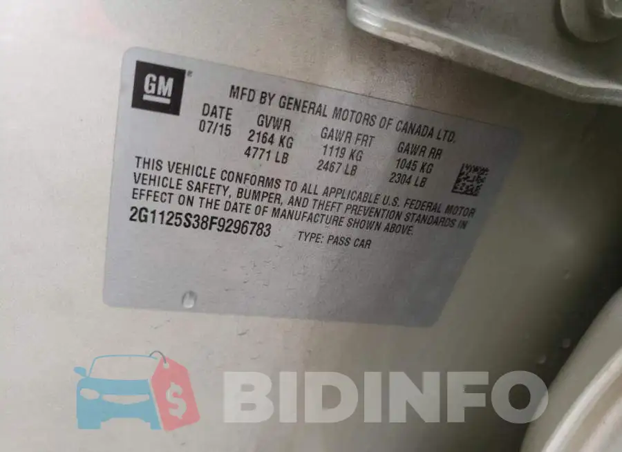 2G1125S38F9296783 Photo# 12