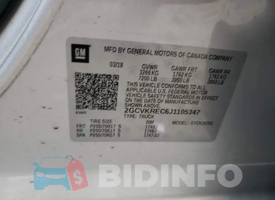 2GCVKREC6J1105347 Photo# 13