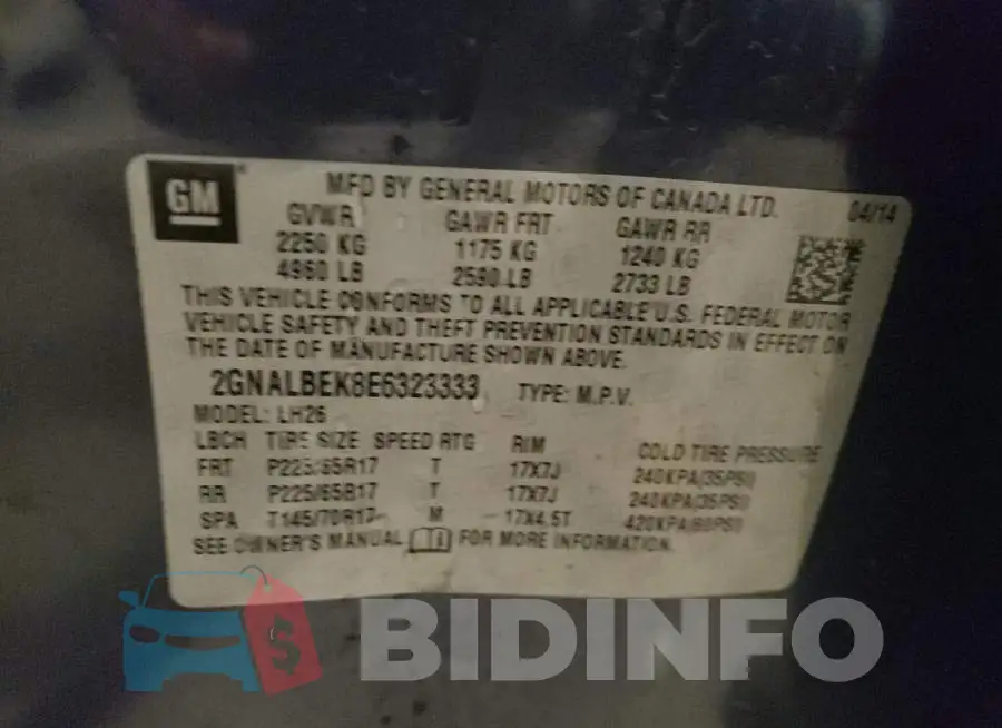 2GNALBEK8E6323333 Photo# 12