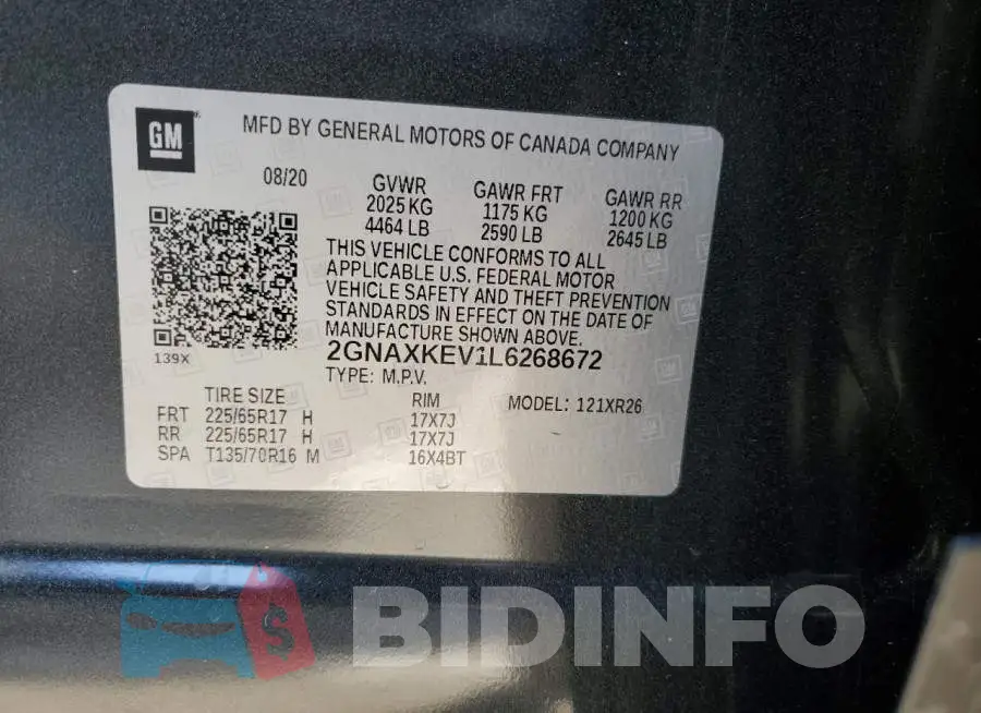 2GNAXKEV1L6268672 Photo# 12