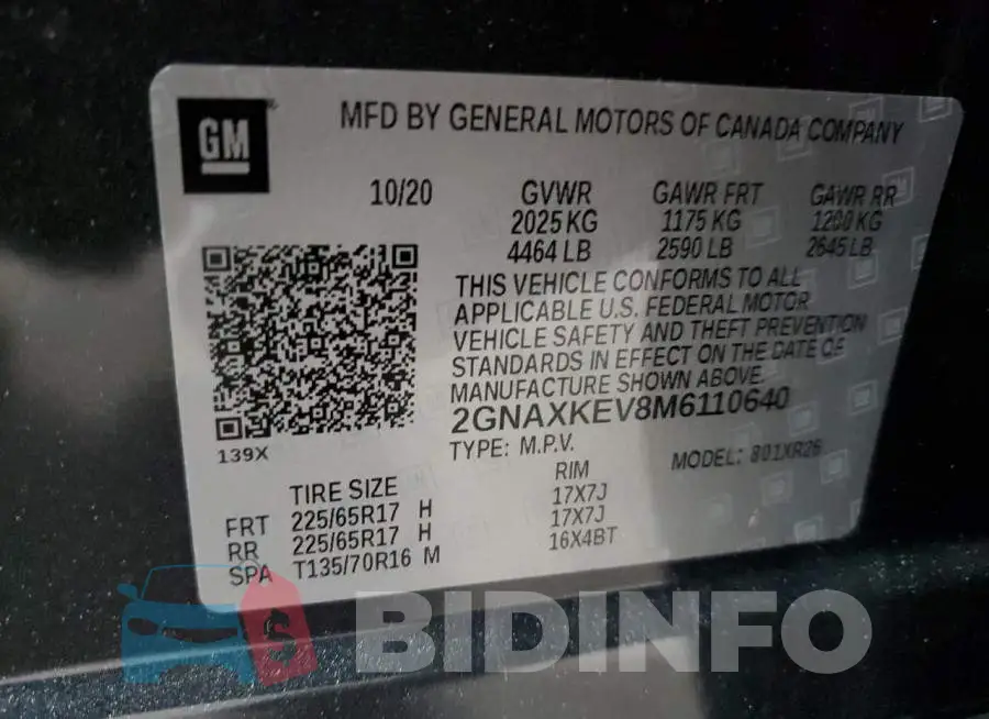 2GNAXKEV8M6110640 Photo# 13