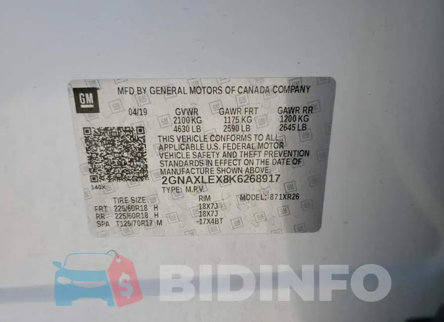 2GNAXLEX8K6268917 Photo# 13