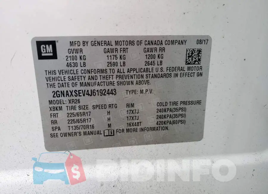 2GNAXSEV4J6192443 Photo# 14